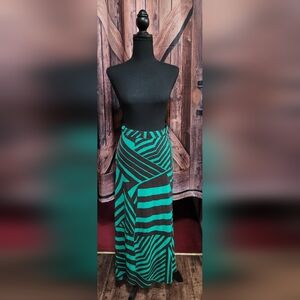 DNA Couture Green Black Long Skirt Size M